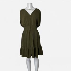 Vintage Y2K Green Tiered Dress Boho Fairy Cottage Layered Spring Summer 2000s 14